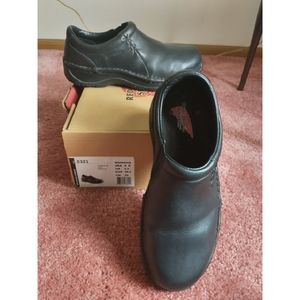 Red Wing Safety Slip On Leather Loafers Shoes Women's Size 8D Wide Width Black
